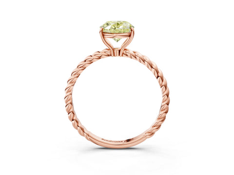 Rose gold Fancy Yellow Oval Cut Solitaire Twisted Band 4-Prong Ring_3