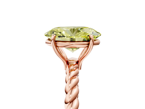Rose gold Fancy Yellow Oval Cut Solitaire Twisted Band 4-Prong Ring_5