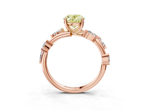 Rose gold Fancy Yellow Oval Cut Solitaire Twisted Band Marquise Accent Prong Setting Ring_15