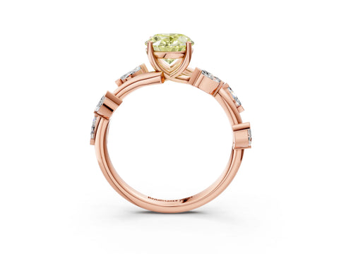 Rose gold Fancy Yellow Oval Cut Solitaire Twisted Band Marquise Accent Prong Setting Ring_3