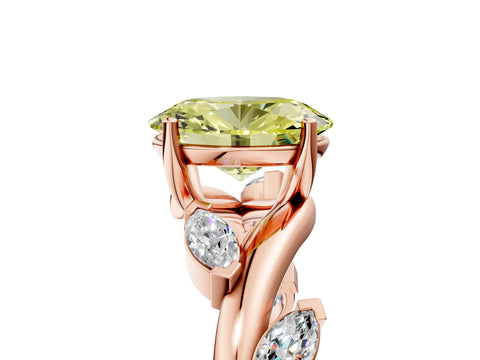 Rose gold Fancy Yellow Oval Cut Solitaire Twisted Band Marquise Accent Prong Setting Ring_5