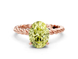 Rose gold Fancy Yellow Oval  Cut Solitaire Twisted Band with Four-Prong Setting_77