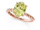 Rose gold Fancy Yellow Oval  Cut Solitaire Twisted Band with Four-Prong Setting_78