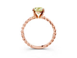 Rose gold Fancy Yellow Oval  Cut Solitaire Twisted Band with Four-Prong Setting_80