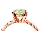 Rose gold Fancy Yellow Oval  Cut Solitaire Twisted Band with Four-Prong Setting_81