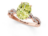 Rose gold Fancy Yellow Oval Cut Solitaire Twisted Pave Band with Four-Prong Setting_4