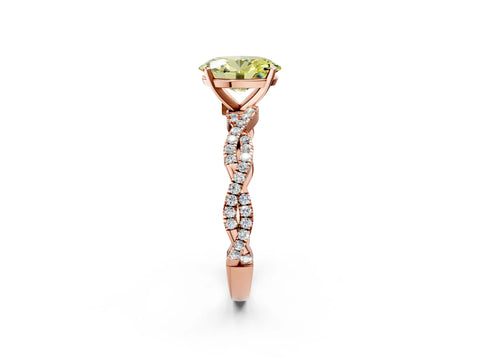 Rose gold Fancy Yellow Oval Cut Solitaire Twisted Pave Band with Four-Prong Setting_5