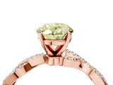 Rose gold Fancy Yellow Oval Cut Solitaire Twisted Pave Band with Four-Prong Setting_7
