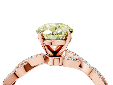 Rose gold Fancy Yellow Oval Cut Solitaire Twisted Pave Band with Four-Prong Setting_7