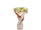 Rose gold Fancy Yellow Oval Cut Solitaire Twisted Pave Band with Four-Prong Setting_8