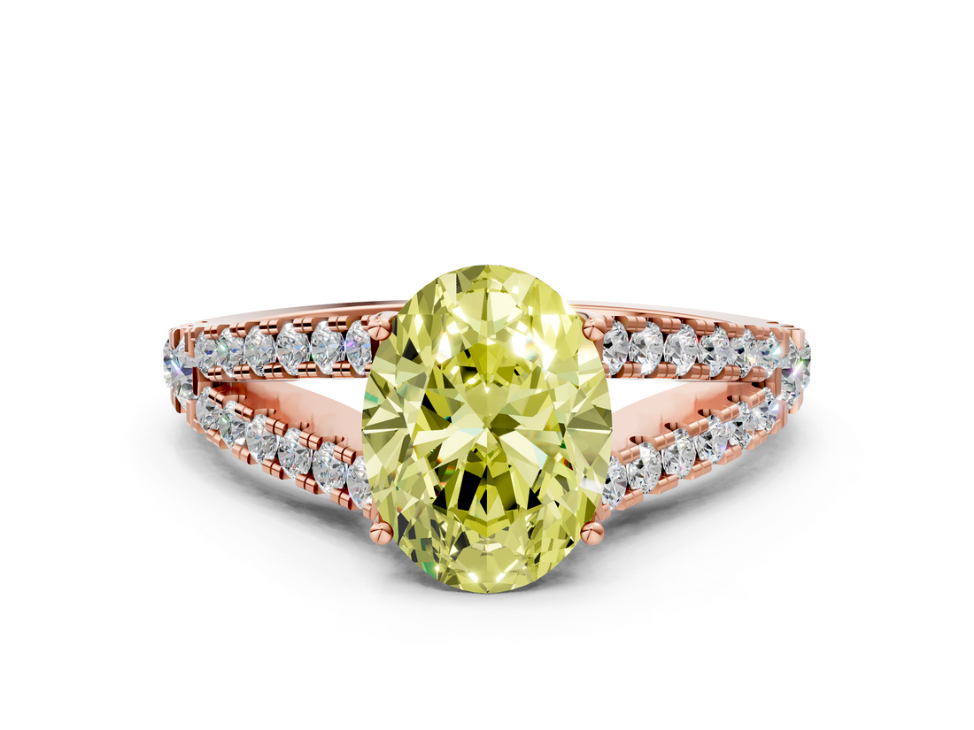 Rose gold Fancy Yellow Oval  Cut Split Shank Pave Diamond Engagement Ring with Four-Prong Setting_24