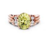 Rose gold Fancy Yellow Oval  Cut Three-Stone Channel Set Ring with Bar Prongs_78