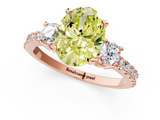 Rose gold Fancy Yellow Oval  Cut Three-Stone Diamond Pavé Band with Prong Setting_17