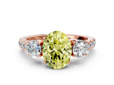 Rose gold Fancy Yellow Oval  Cut Three-Stone Diamond Pave Band with Prong Setting_37