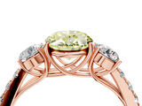 Rose gold Fancy Yellow Oval  Cut Three-Stone Diamond Pave Band with Prong Setting_41