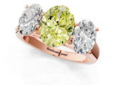 Rose gold Fancy Yellow Oval Cut Three-Stone Diamond Ring with Prong Setting on a Classic Band_13
