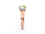 Rose gold Fancy Yellow Oval Cut Three-Stone Diamond Ring with Prong Setting on a Classic Band_14