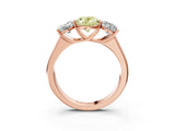 Rose gold Fancy Yellow Oval Cut Three-Stone Diamond Ring with Prong Setting on a Classic Band_15