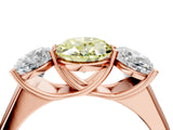 Rose gold Fancy Yellow Oval Cut Three-Stone Diamond Ring with Prong Setting on a Classic Band_16
