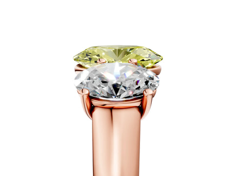 Rose gold Fancy Yellow Oval Cut Three-Stone Diamond Ring with Prong Setting on a Classic Band_5