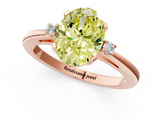 Rose gold Fancy Yellow Oval  Cut Three-Stone Solitaire Ring with Round Accent Diamonds and Four-Prong Setting_21