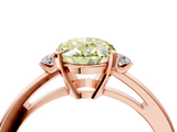 Rose gold Fancy Yellow Oval  Cut Three-Stone Solitaire Ring with Round Accent Diamonds and Four-Prong Setting_24