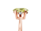 Rose gold Fancy Yellow Oval  Cut Three-Stone Solitaire Ring with Round Accent Diamonds and Four-Prong Setting_25