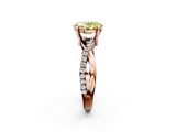 Rose gold Fancy Yellow Oval  Cut Twist Band Solitaire Diamond Ring with Pavé Setting_5