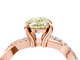 Rose gold Fancy Yellow Oval  Cut Twist Band Solitaire Diamond Ring with Pavé Setting_7