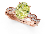Rose gold Fancy Yellow Oval  Cut Twisted Pavé Band Solitaire Ring with Four-Prong Setting_56