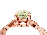 Rose gold Fancy Yellow Oval  Cut Twisted Pavé Band Solitaire Ring with Four-Prong Setting_59