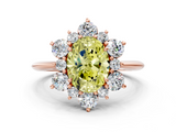 Rose gold Fancy Yellow Oval  Diamond Cluster Halo Ring with Solitaire Band and Four-Prong Setting_20