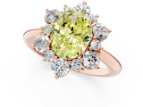 Rose gold Fancy Yellow Oval  Diamond Cluster Halo Ring with Solitaire Band and Four-Prong Setting_21