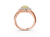 Rose gold Fancy Yellow Oval  Diamond Cluster Halo Ring with Solitaire Band and Four-Prong Setting_23