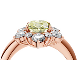 Rose gold Fancy Yellow Oval  Diamond Cluster Halo Ring with Solitaire Band and Four-Prong Setting_24