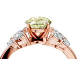 Rose gold Fancy Yellow Oval  Diamond Cluster Leaf Design Ring with Prong Setting_56