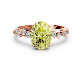 Rose gold Fancy Yellow Oval  Diamond Cluster Prong-Set Solitaire Ring_59