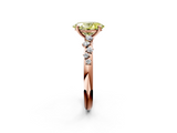 Rose gold Fancy Yellow Oval  Diamond Cluster Prong-Set Solitaire Ring_61