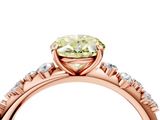Rose gold Fancy Yellow Oval  Diamond Cluster Prong-Set Solitaire Ring_63