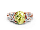 Rose gold Fancy Yellow Oval  Diamond Floral Cluster Ring with Solitaire Band and Prong Setting_60