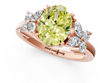 Rose gold Fancy Yellow Oval  Diamond Floral Cluster Ring with Solitaire Band and Prong Setting_61