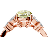 Rose gold Fancy Yellow Oval  Diamond Floral Cluster Ring with Solitaire Band and Prong Setting_64
