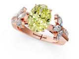 Rose gold Fancy Yellow Oval  Diamond Floral Vine Solitaire Engagement Ring_4