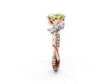 Rose gold Fancy Yellow Oval  Diamond Floral Vine Solitaire Engagement Ring_5