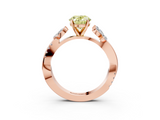 Rose gold Fancy Yellow Oval  Diamond Floral Vine Solitaire Engagement Ring_6