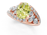 Rose gold Fancy Yellow Oval  Diamond Halo Ring with Marquise and Pavé Band in Prong Setting_74