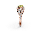 Rose gold Fancy Yellow Oval  Diamond Halo Ring with Marquise and Pavé Band in Prong Setting_75