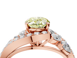 Rose gold Fancy Yellow Oval  Diamond Halo Ring with Marquise and Pavé Band in Prong Setting_77