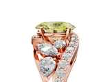 Rose gold Fancy Yellow Oval  Diamond Halo Ring with Marquise and Pavé Band in Prong Setting_78
