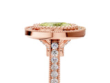 Rose gold Fancy Yellow Oval  Diamond Halo Ring with Milgrain Frame and Pavé Band_63